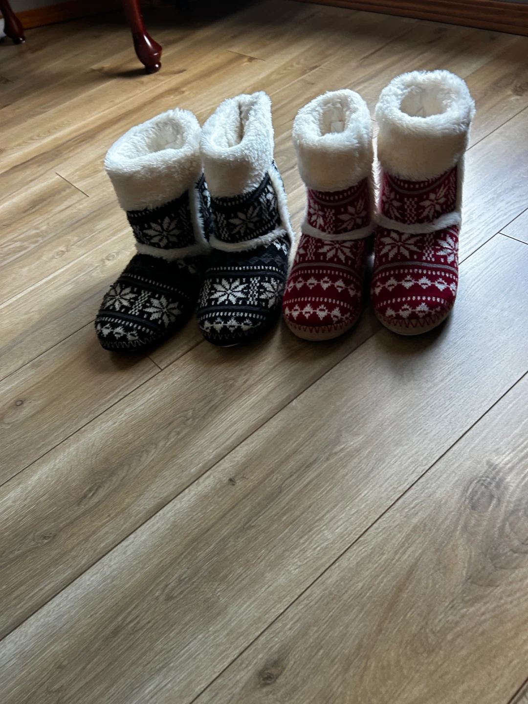 Two Pairs of Knitted Boot Slippers
