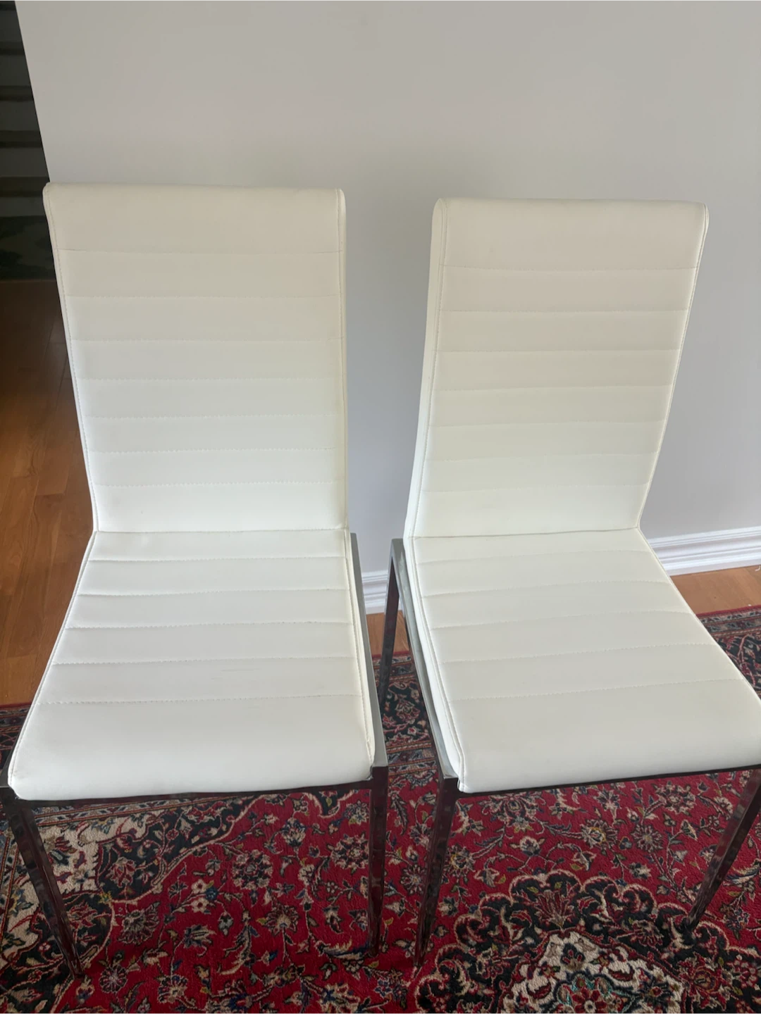 Set of 2 White Faux Leather Dining Chairs
