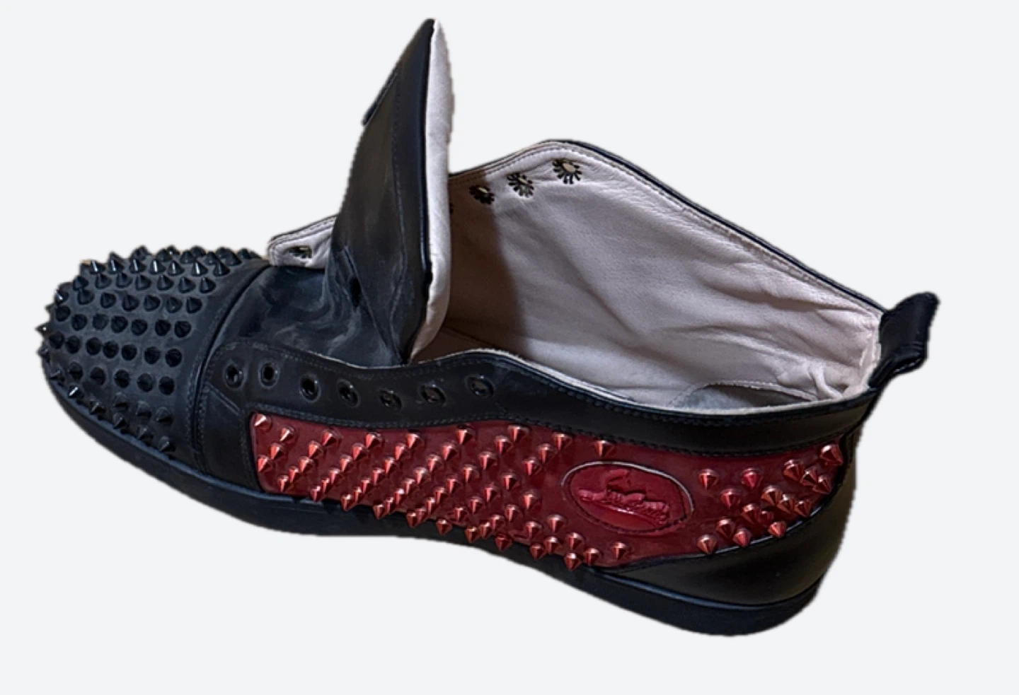 Christian Louboutin Black and Red Spiked Sneakers