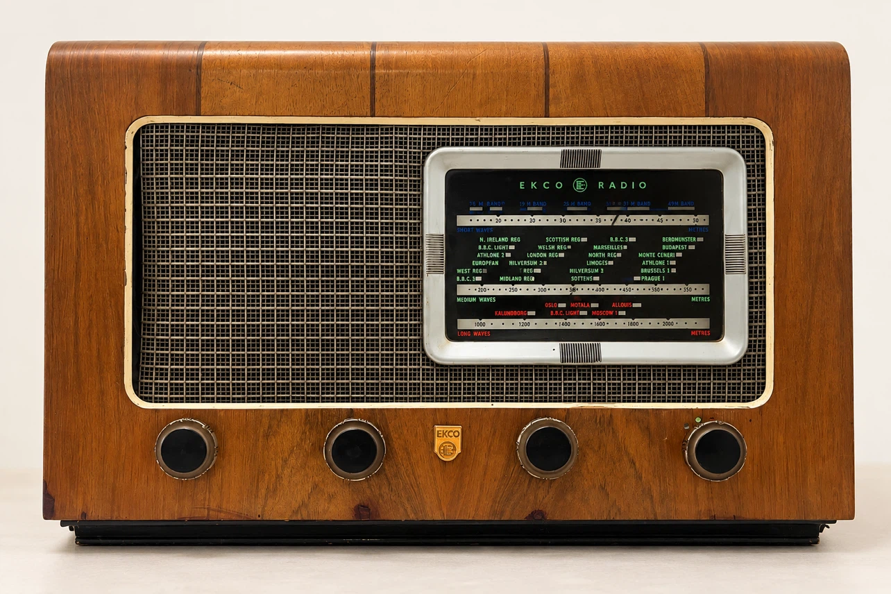 Vintage 1949 Ekco Wooden Radio, Made in England, Display Piece