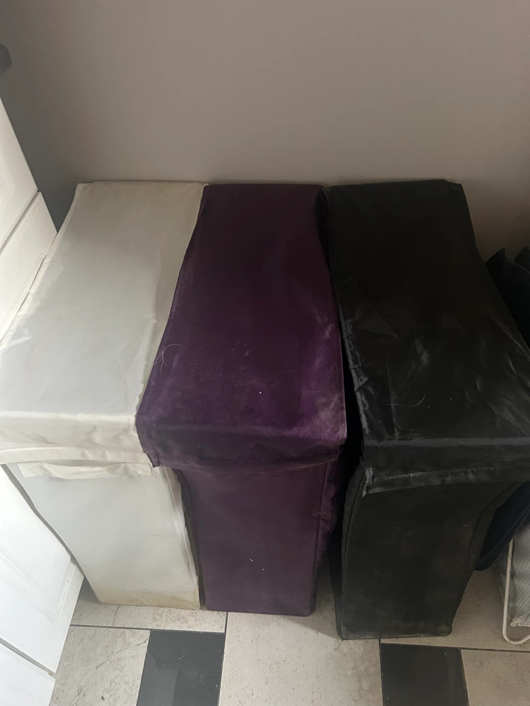 Three IKEA Skub Laundry Sorting Bins
