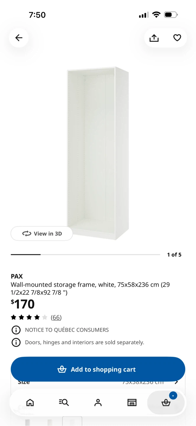 IKEA Pax wardrobe 29x92 high-please read