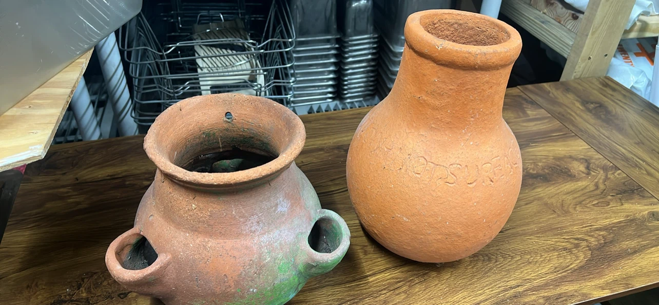 Set of Two Terracotta Clay Pots