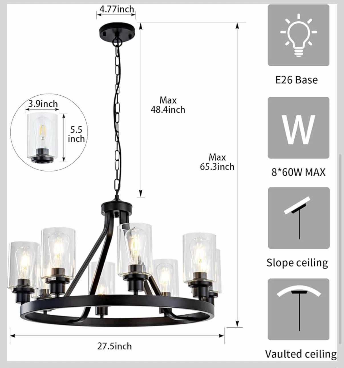 8-Light Wagon Wheel Chandelier - photo 5
