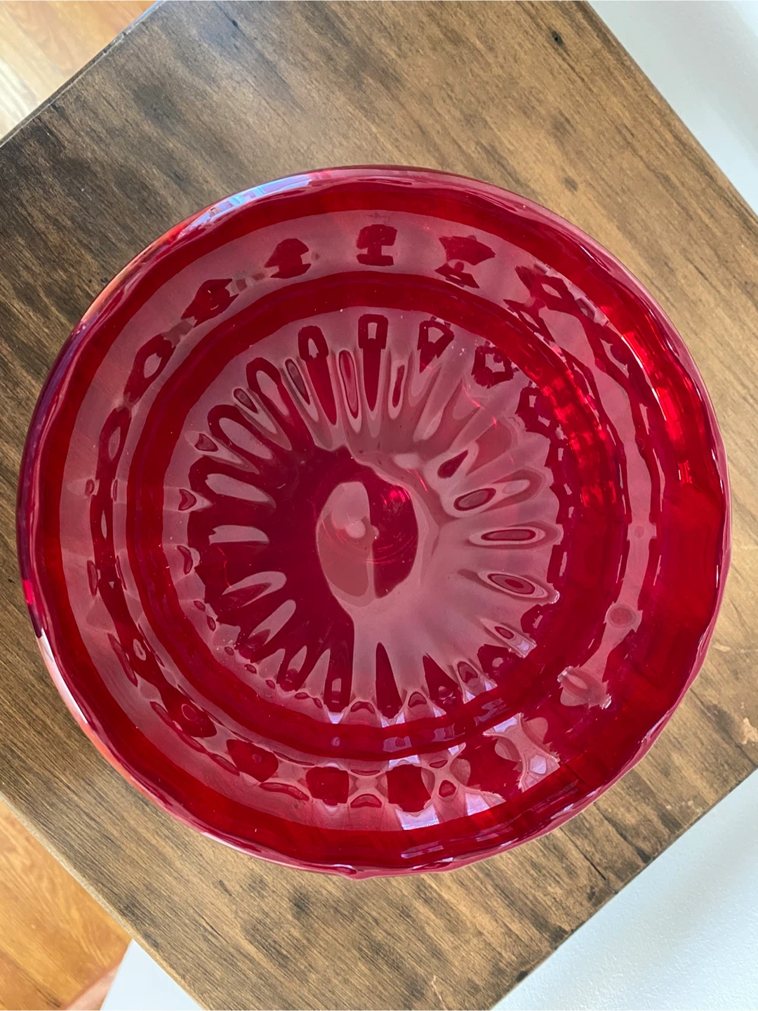 Vintage Ruby Red Glass Vase and Pedestal Bowl Set - photo 3