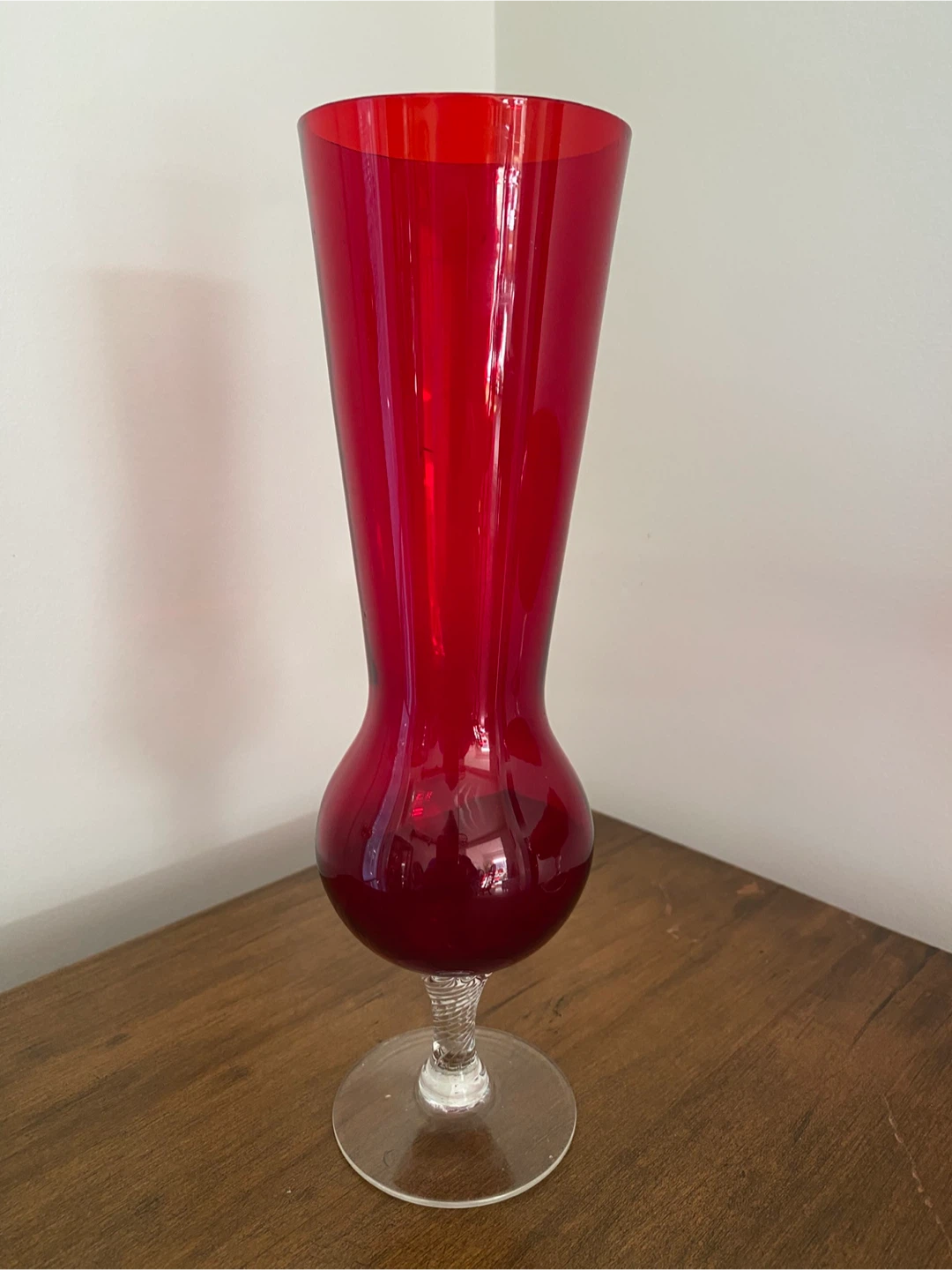 Vintage Ruby Red Glass Vase and Pedestal Bowl Set - photo 4