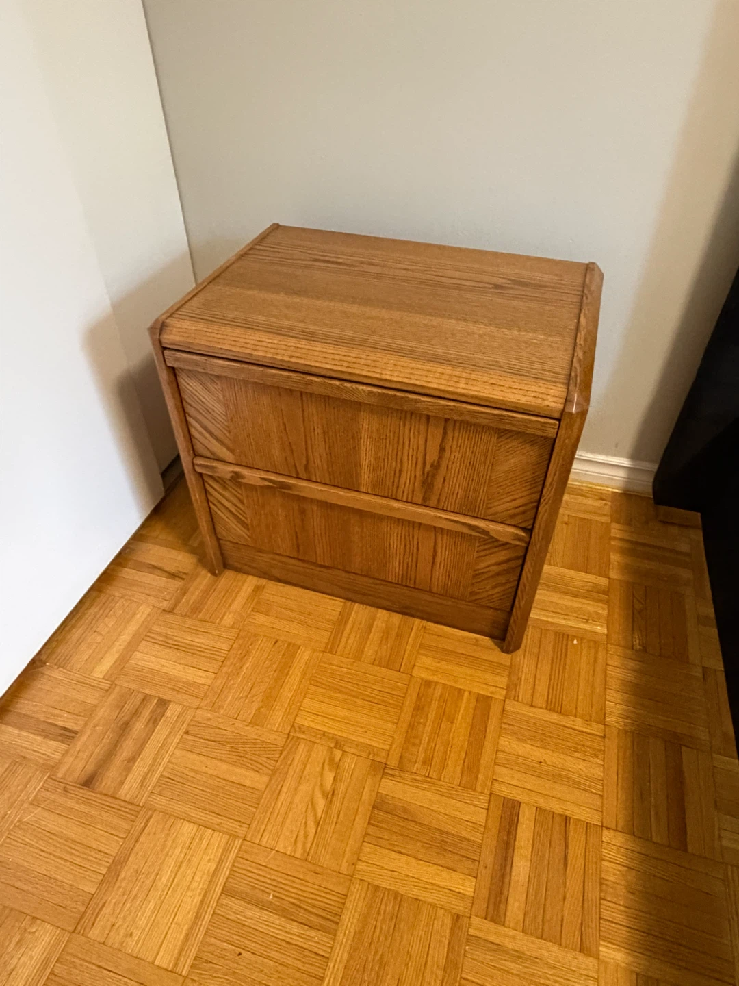 Oak Nightstand with Two Drawers