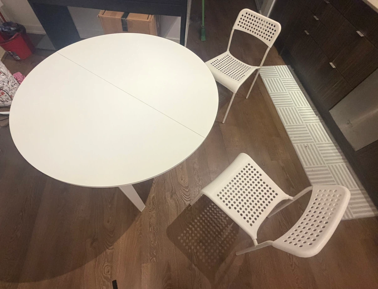 IKEA Round Dining Table with 2 Chairs - photo 3