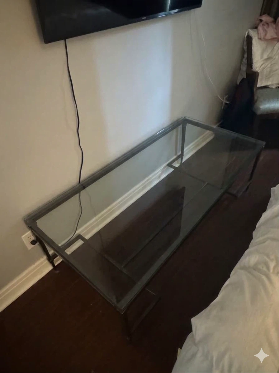 Glass and Metal Coffee Table