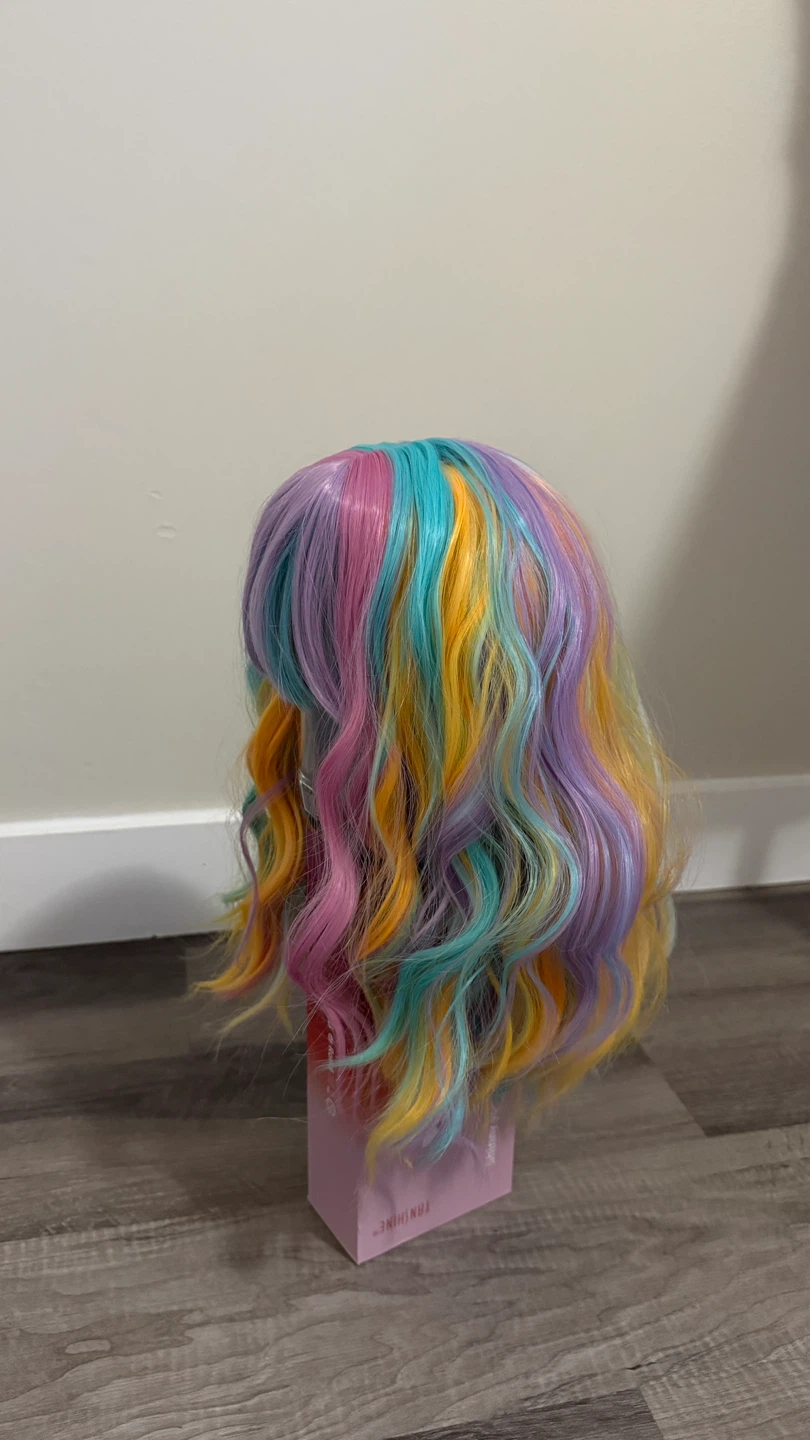 New Pastel Rainbow Wavy Wig with Bangs - photo 3