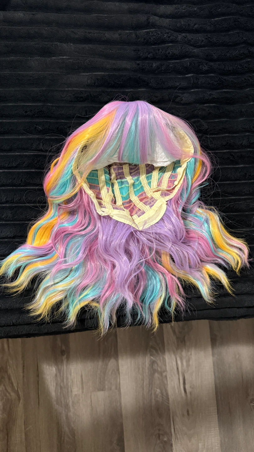 New Pastel Rainbow Wavy Wig with Bangs - photo 5
