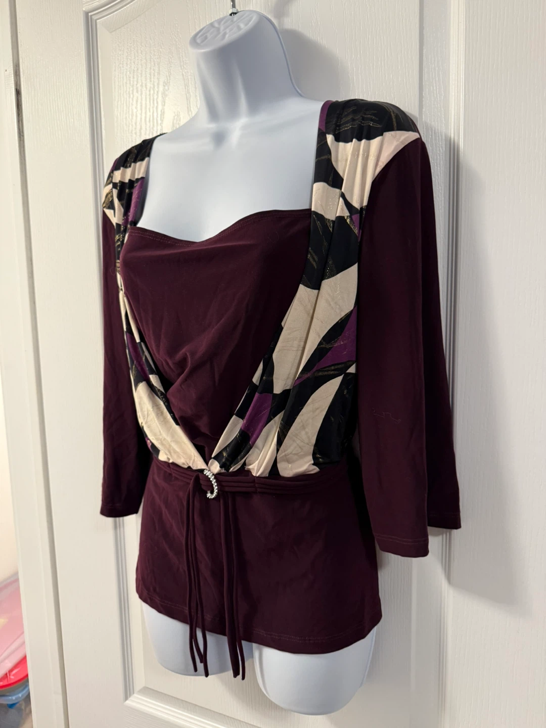 Y2K women’s Purple and patterned long-sleeve blouse - photo 2