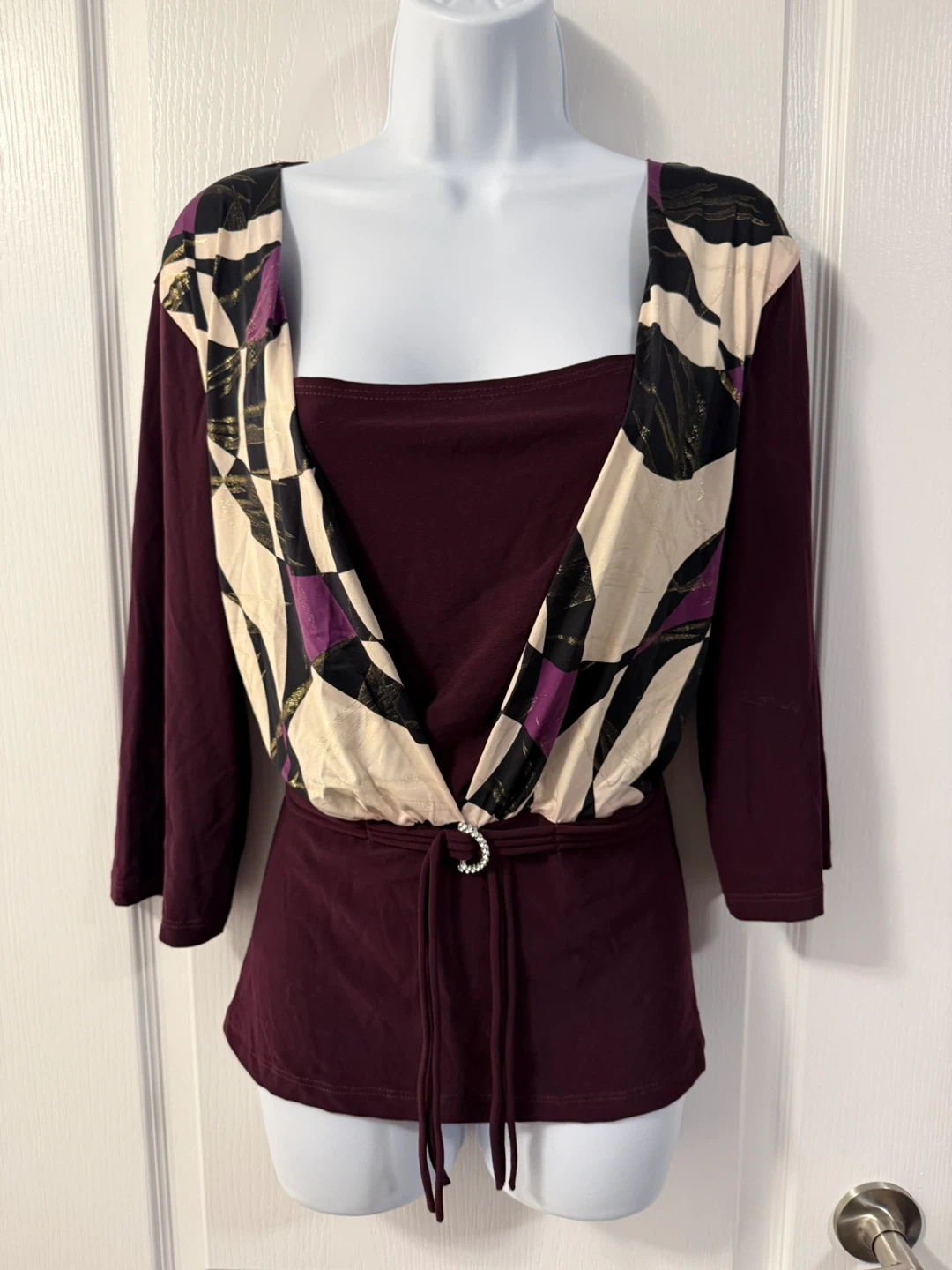 Y2K women’s Purple and patterned long-sleeve blouse - photo 4