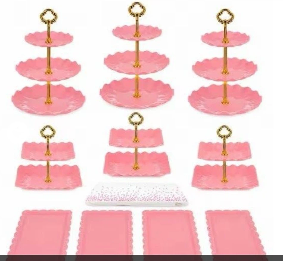 New? Pink 3-Tier Dessert Stand Set
