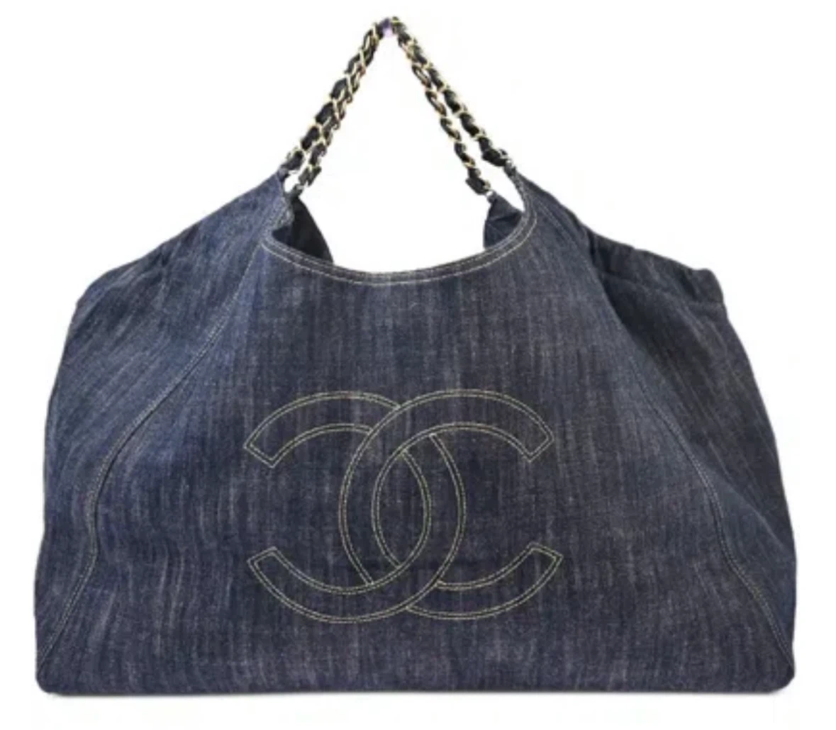 New Chanel Denim Chain Tote Bag