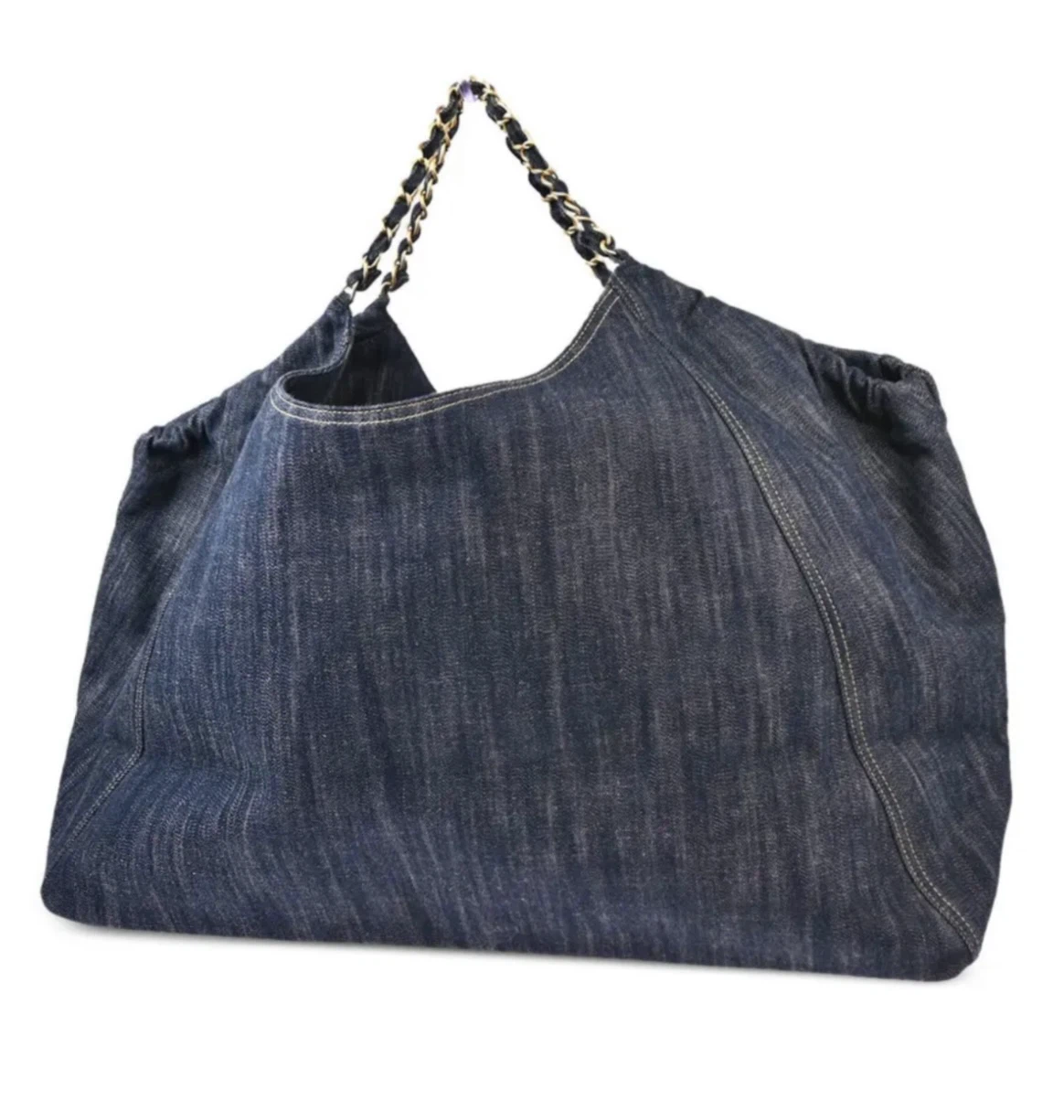New Chanel Denim Chain Tote Bag - photo 3
