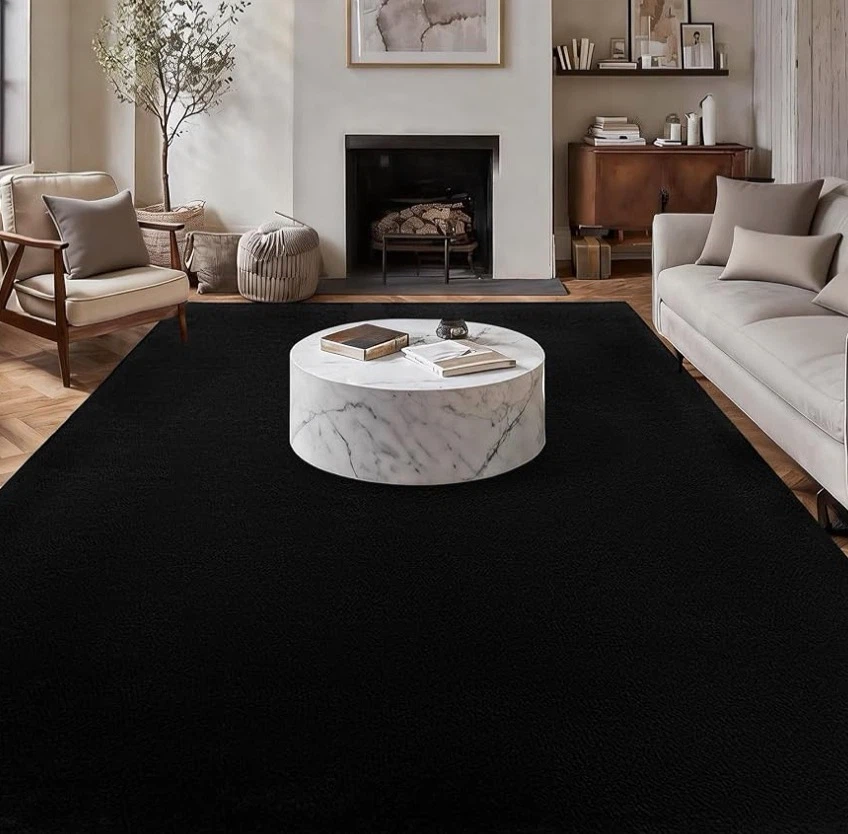 Black Area Rug with Non-Slip Backing 6”x9”