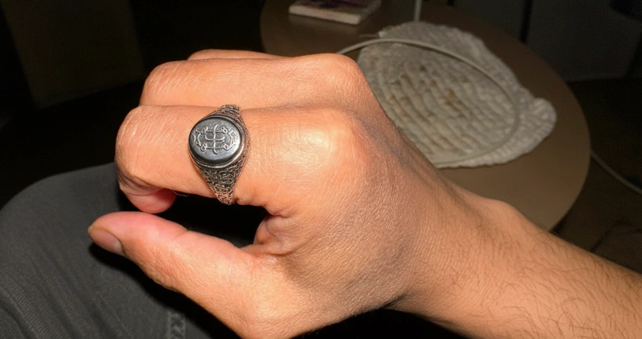 Gothic Signet Silver Ring Tested 925 - photo 4