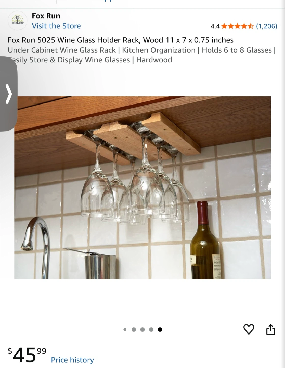Fox Run Under Cabinet Wine Glass Rack - photo 2