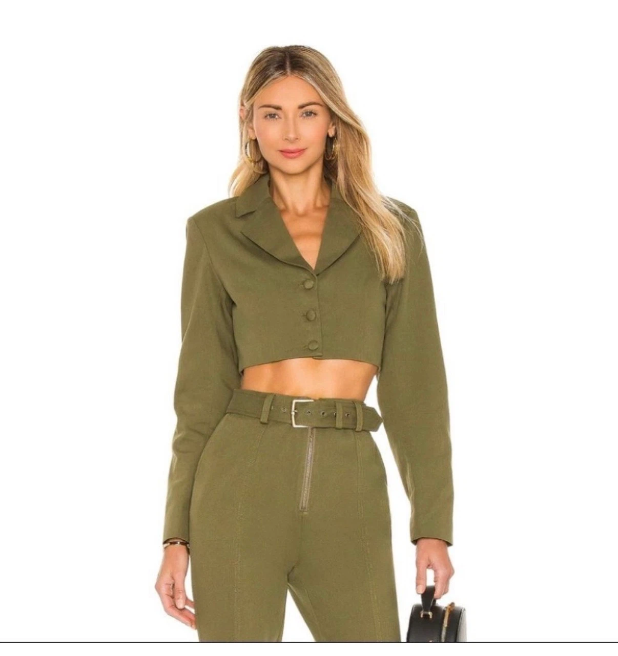 Revolve Camila Coelho Olive Cropped Blazer M - photo 2
