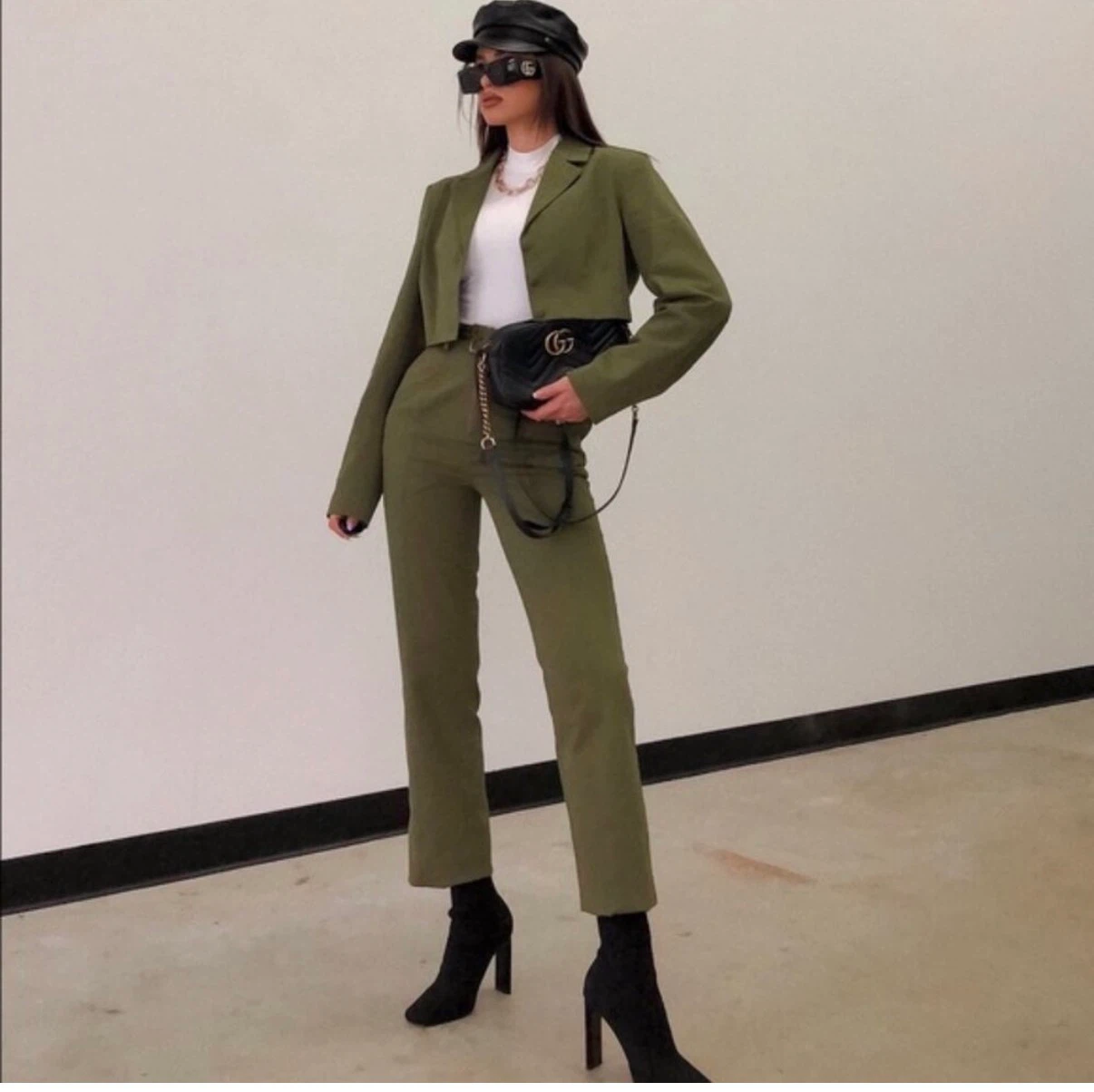 Revolve Camila Coelho Olive Cropped Blazer M