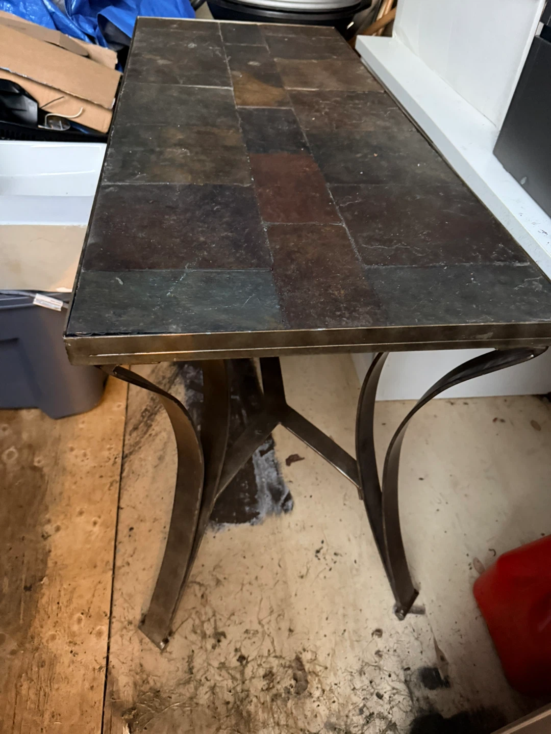 Slate top metal console sofa table
