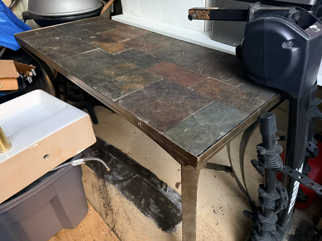 Slate top metal console sofa table - photo 2