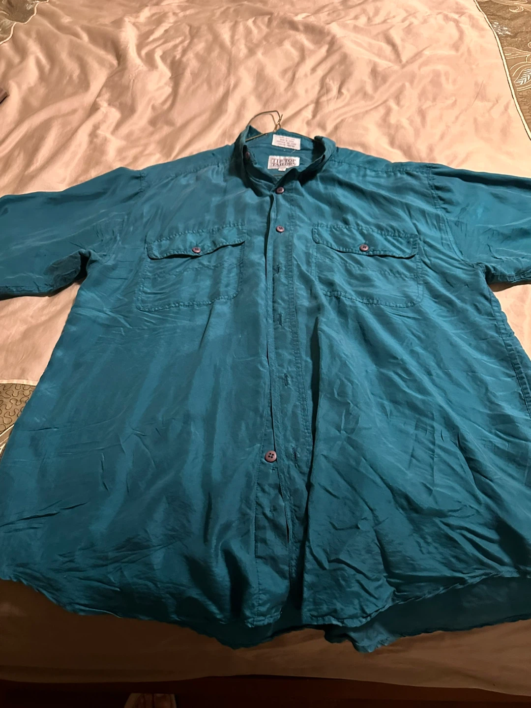 Tip Top Tailors 100% Silk Teal Shirt