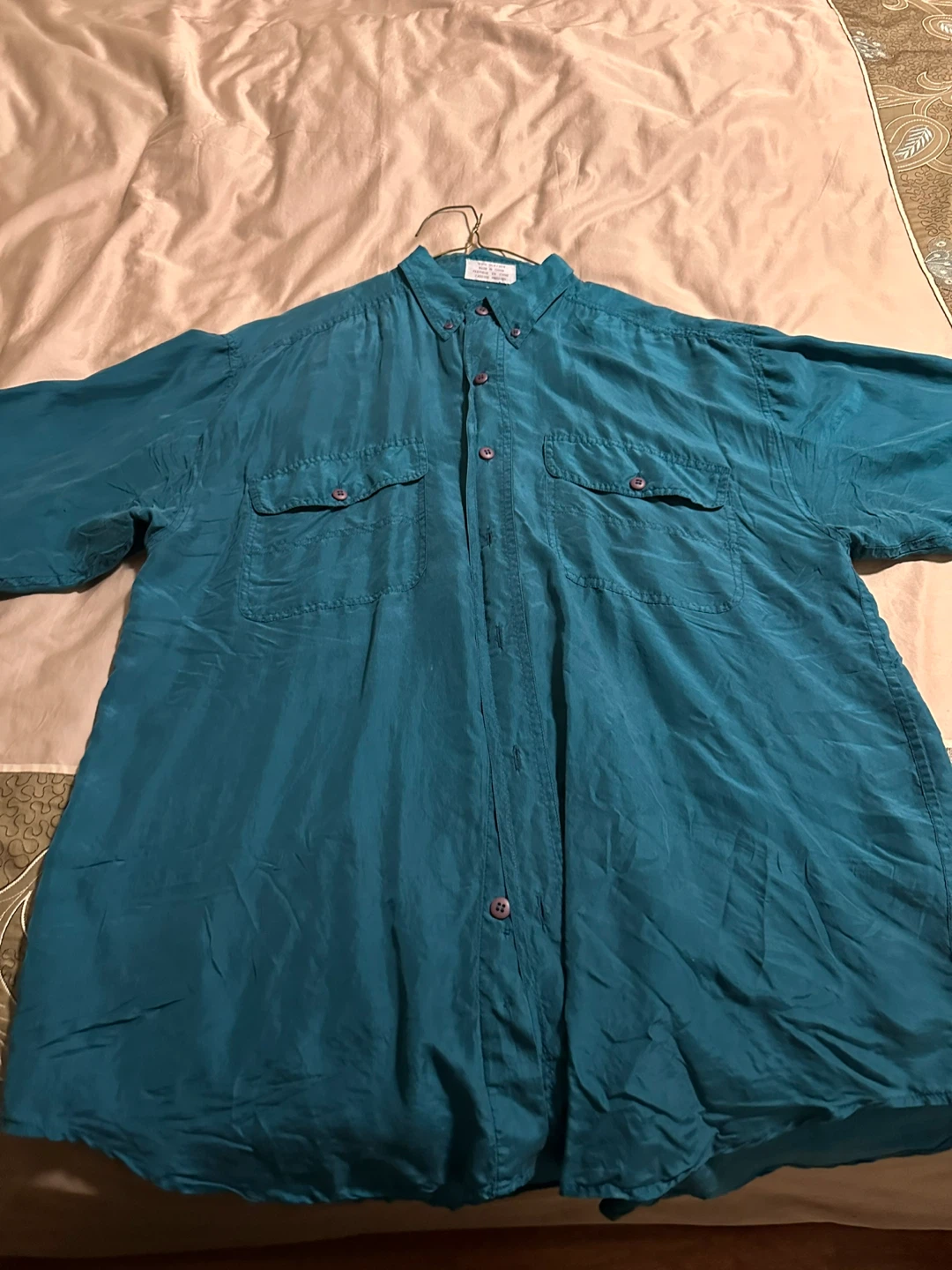 Tip Top Tailors 100% Silk Teal Shirt - photo 3