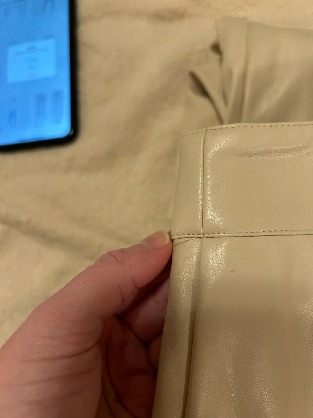 Beige Faux Leather Trousers - photo 5