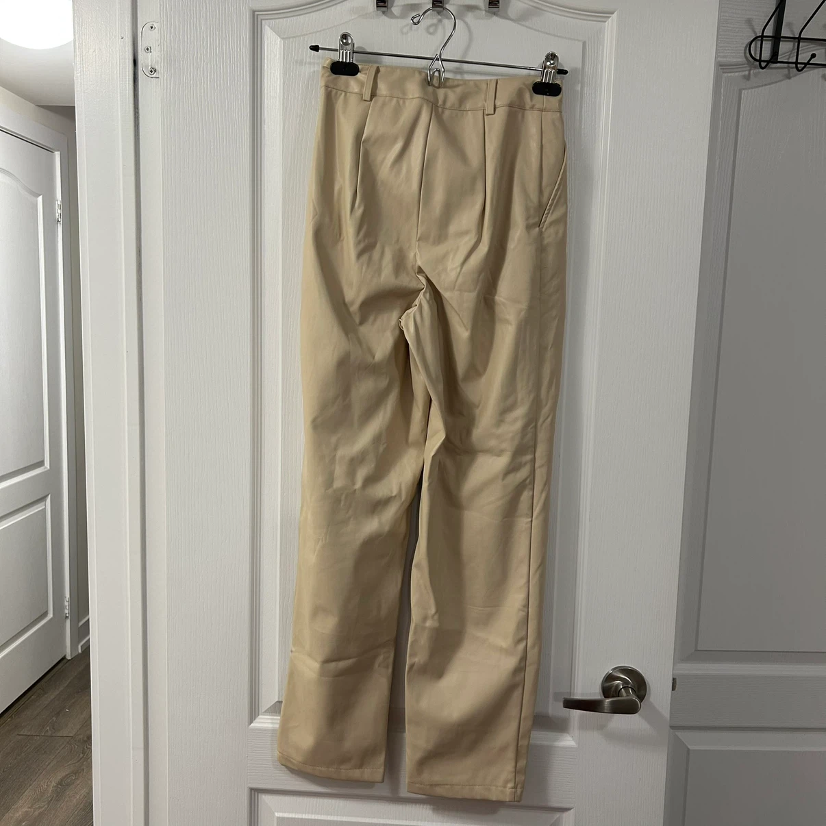Beige Faux Leather Trousers - photo 3
