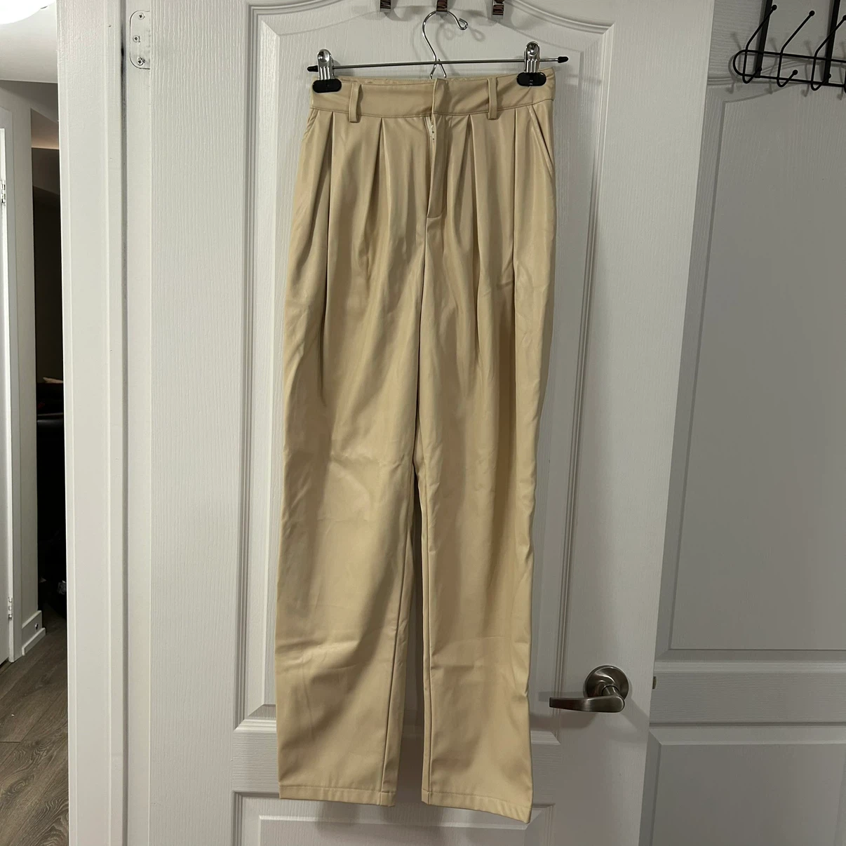 Beige Faux Leather Trousers - photo 2