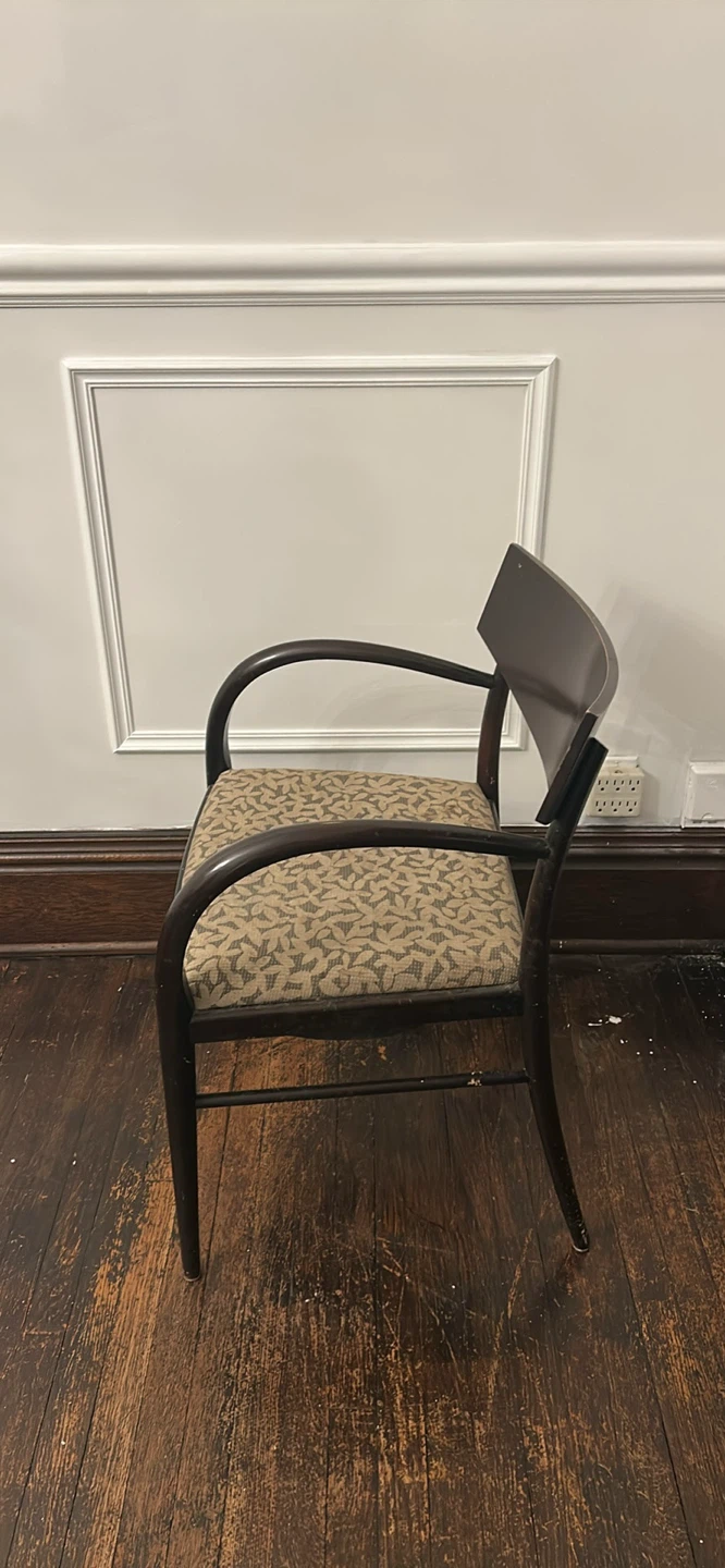 Dark wood arm chair with patterned seat 4 of them - photo 2