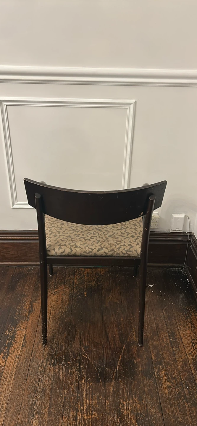 Dark wood arm chair with patterned seat 4 of them - photo 3