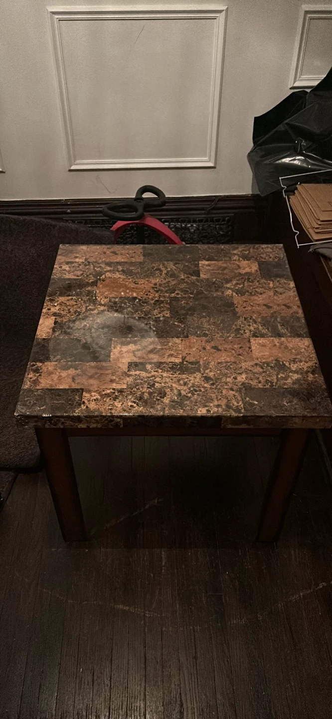 Faux Marble Top Side Table