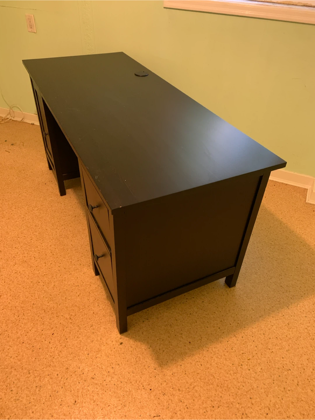 Black Wooden Writing Desk with Drawers and Storage - photo 2
