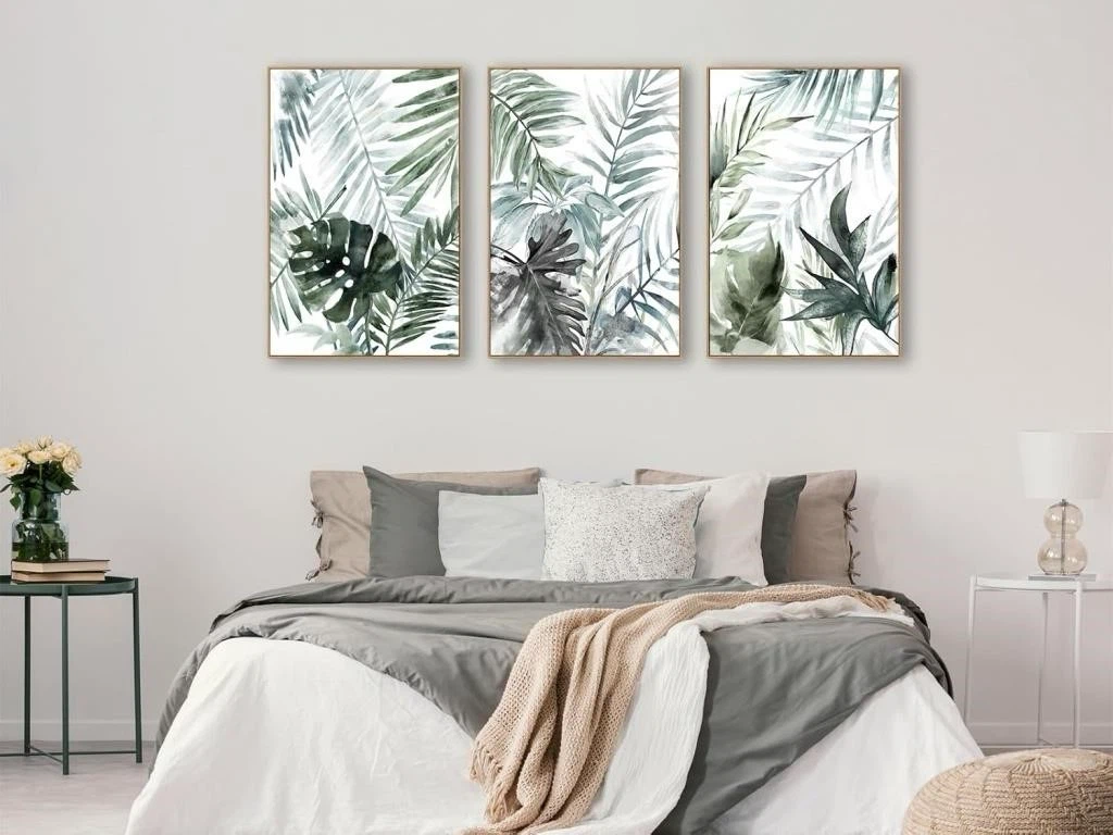 Set of 3 Tropical Leaf Wall Art Prints in Wooden Frame - photo 2