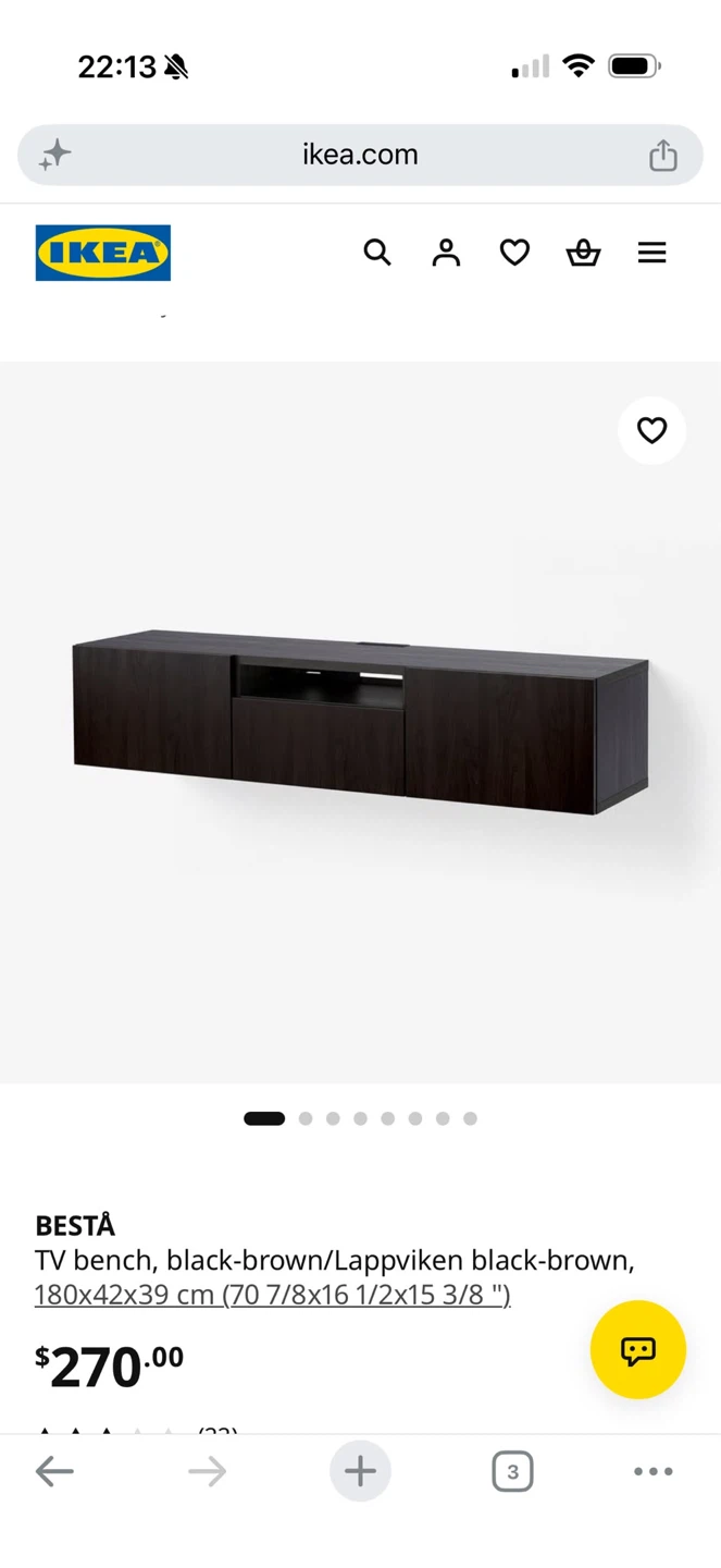 IKEA BESTA TV bench in black-brown