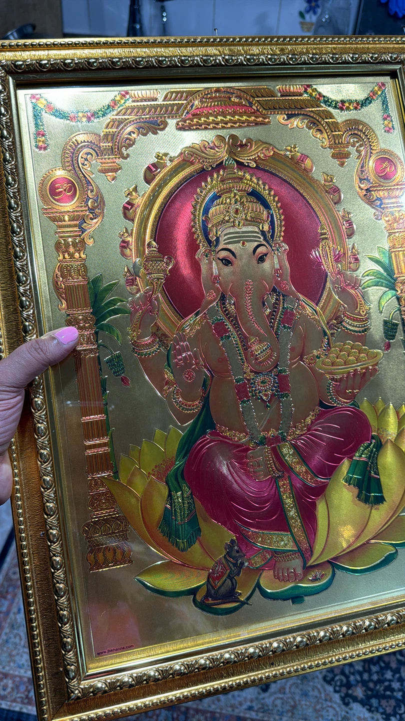 Set of 3 Framed Hindu Deity Gold Foil Art Prints - photo 2
