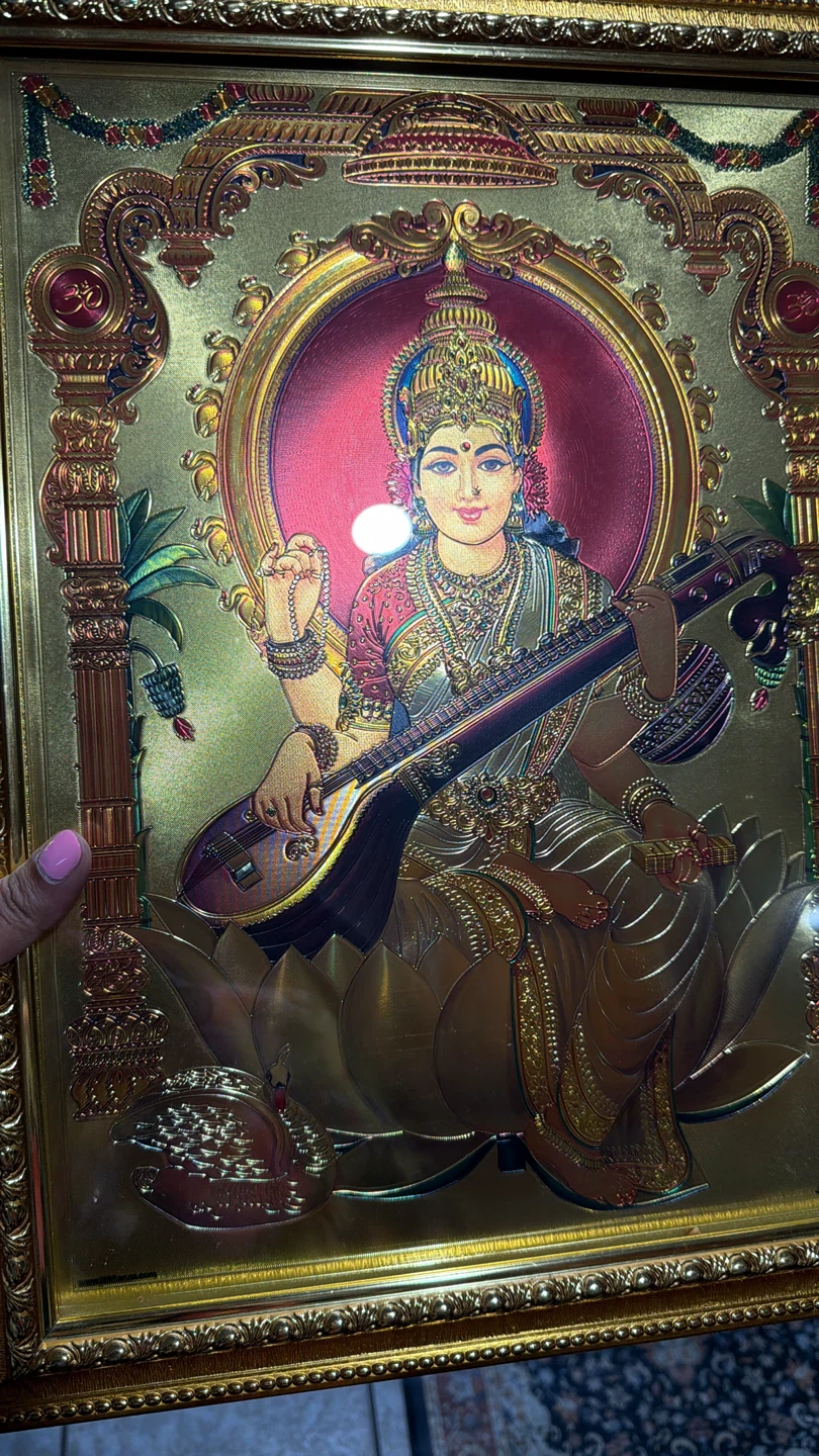 Set of 3 Framed Hindu Deity Gold Foil Art Prints - photo 3