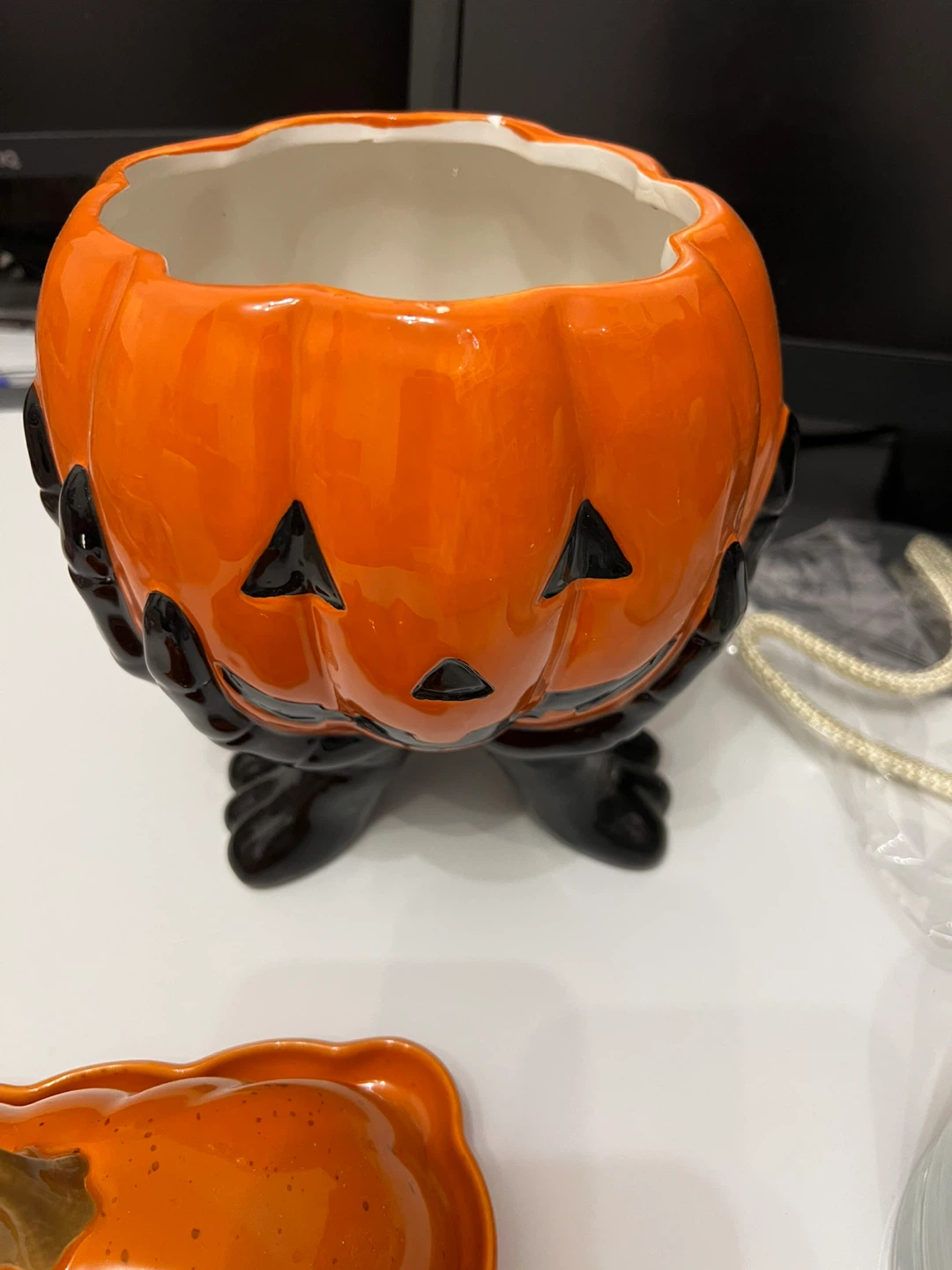 Ceramic Pumpkin Halloween Treat Bowl