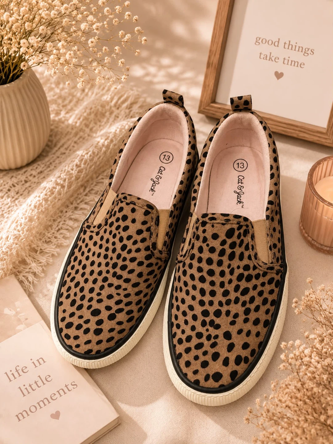 Cat & Jack Leopard Print Slip-On Shoes Size 13
