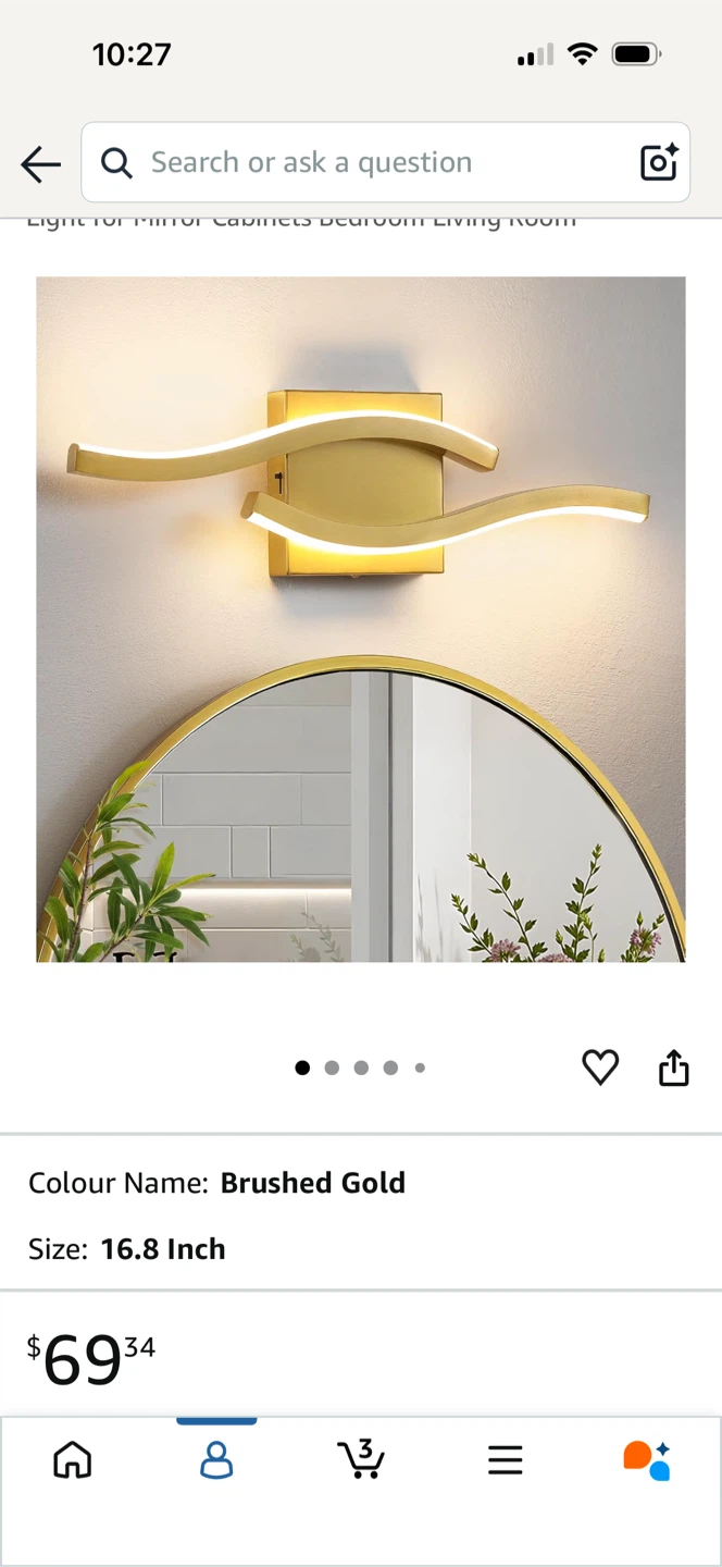 Brushed Gold LED Bathroom Vanity Light - photo 3
