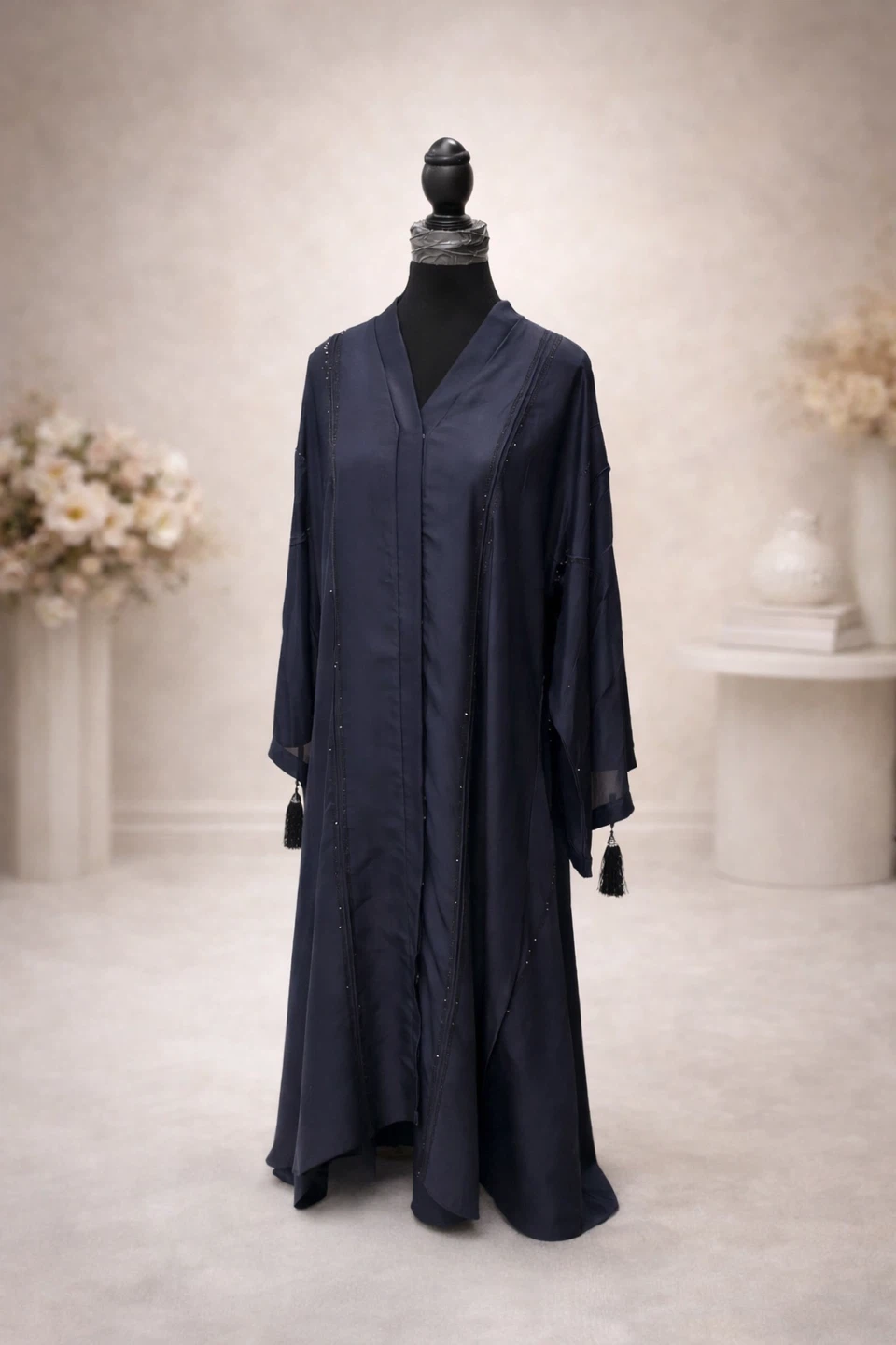 Set of 2 diamond matching Hijab with Navy Blue Women's Abaya