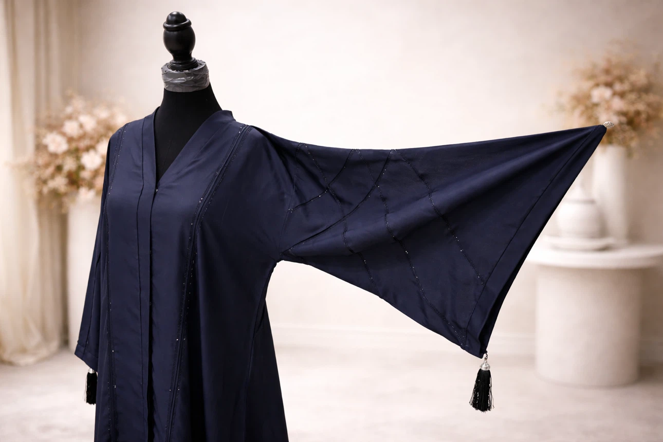 Set of 2 diamond matching Hijab with Navy Blue Women's Abaya - photo 2