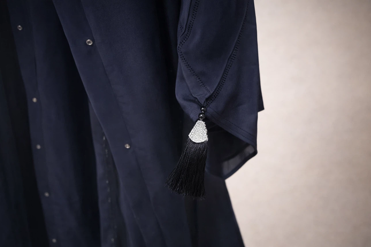 Set of 2 diamond matching Hijab with Navy Blue Women's Abaya - photo 3
