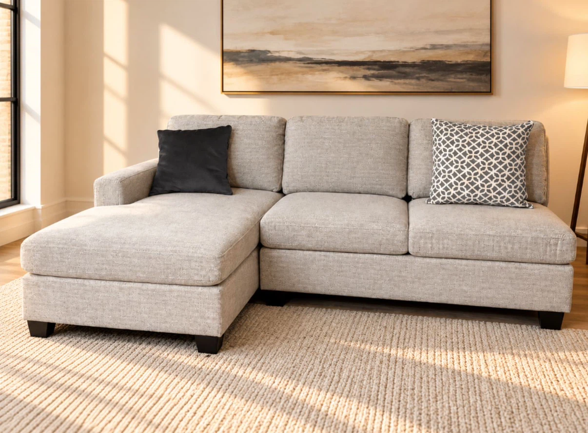 Light grey sectional sofa ( Delivery Available )