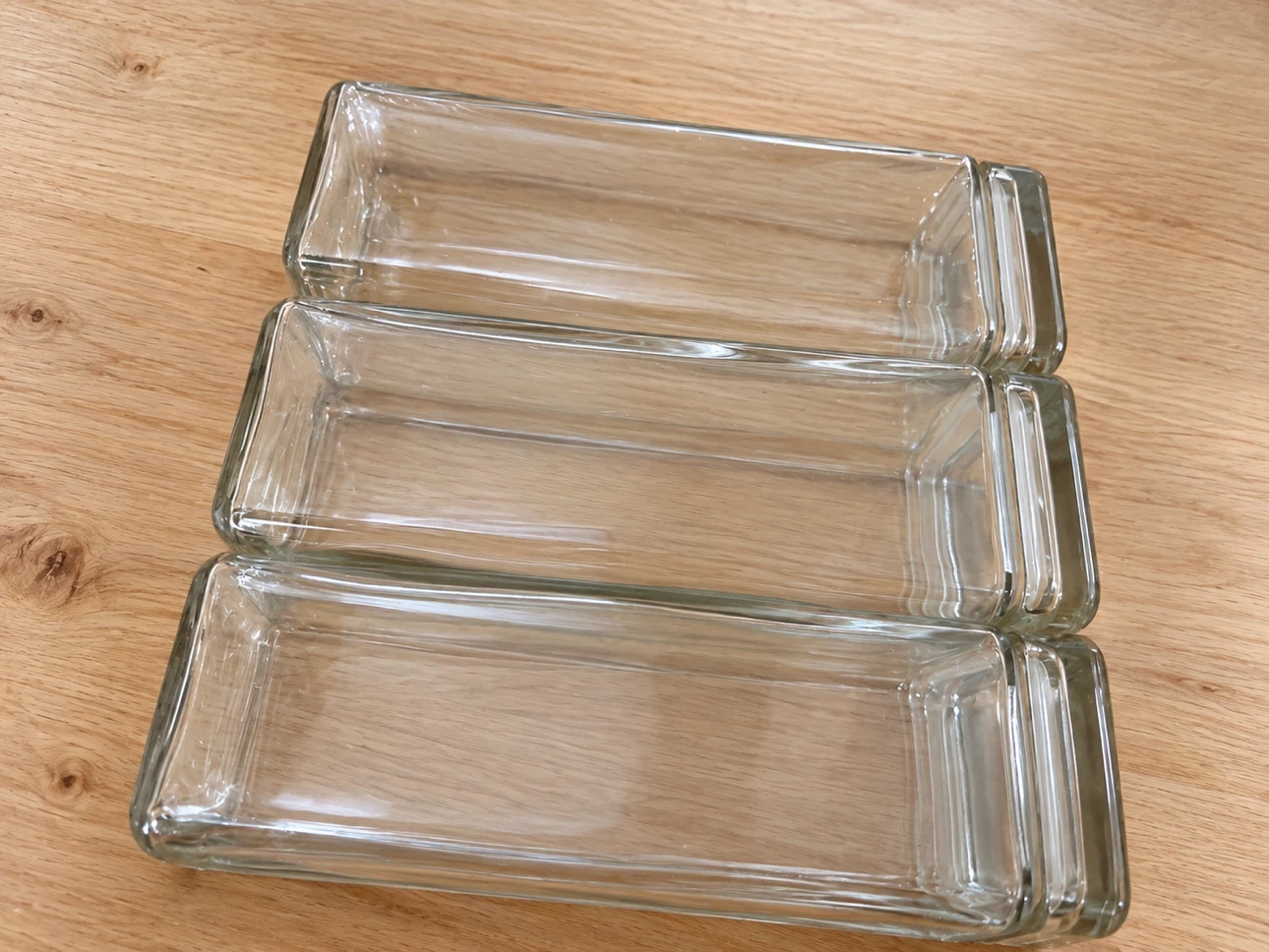 Set of 3 Rectangular Glass Containers