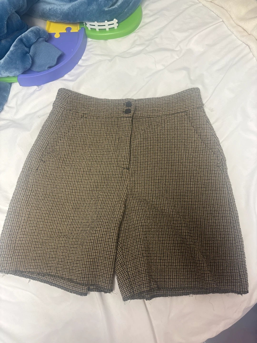 Brown Houndstooth Shorts