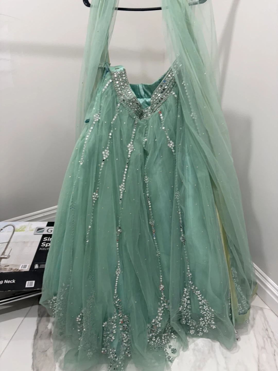 Mint Green Embroidered Lehenga Set